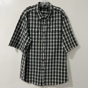 Sean John Mens Plaid Short Sleeve Button Up Shirt Green Blue White Size‎ 3X